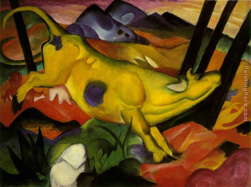 yellow cow painting - Franz Marc yellow cow art painting